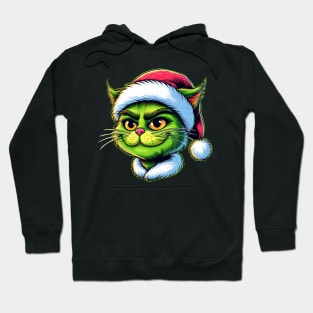 Cute Cat as The Grinch on Christmas Hoodie